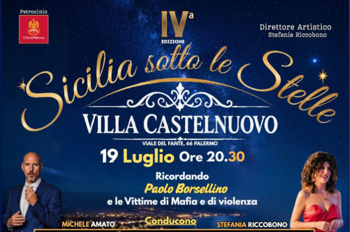 Sicilia sotto le stelle: evento in memoria di Paolo Borsellino che si svolgerà il 19 luglio 2026 a Palermo presso Palazzo Castelnuovo.